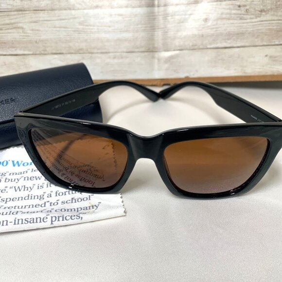 Joe's Jeans Unisex Polarized Black Sunglasses With Brown Lenses Case & Cloth - Picture 3 of 7